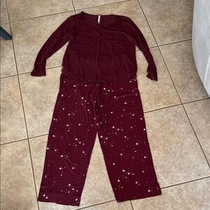 Soma Burgundy Star Pajama Set